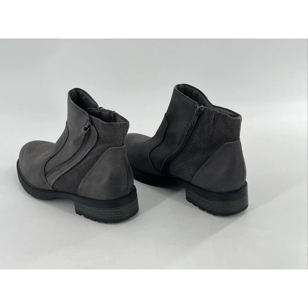 Earth Womens Leather Ankle Boots Gray Plaid Tweed Block Heel Zip 11 B‎ Jordan